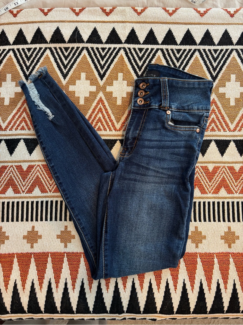 Kendall & Kylie High-Rise Indigo Blue Button-Fly Jeans